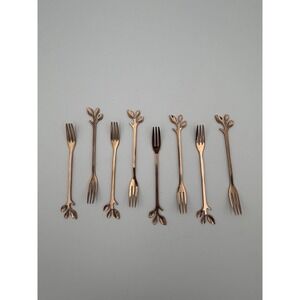 Set of 8 Rose Gold Leaf Appetizer Forks – Botanical Cocktail Charcuterie Picks